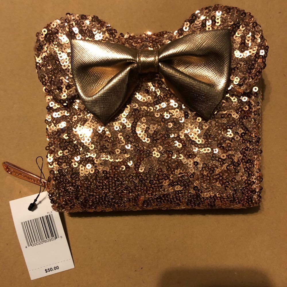 Minnie Mouse Sequin Wallet by Loungefly- Rose Gold
